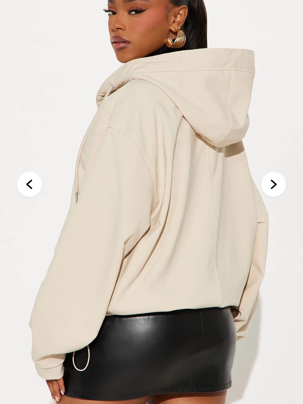 Women's Hooded Windbreaker Jacket - Cream - Picture 4 of 4
